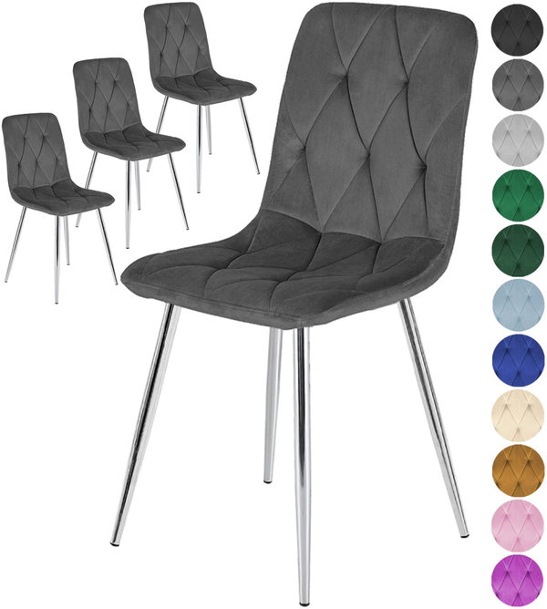 Krzesa tapicerowane BORGO VELVET SILVER zestaw 4 sztuk kolory do wyboru